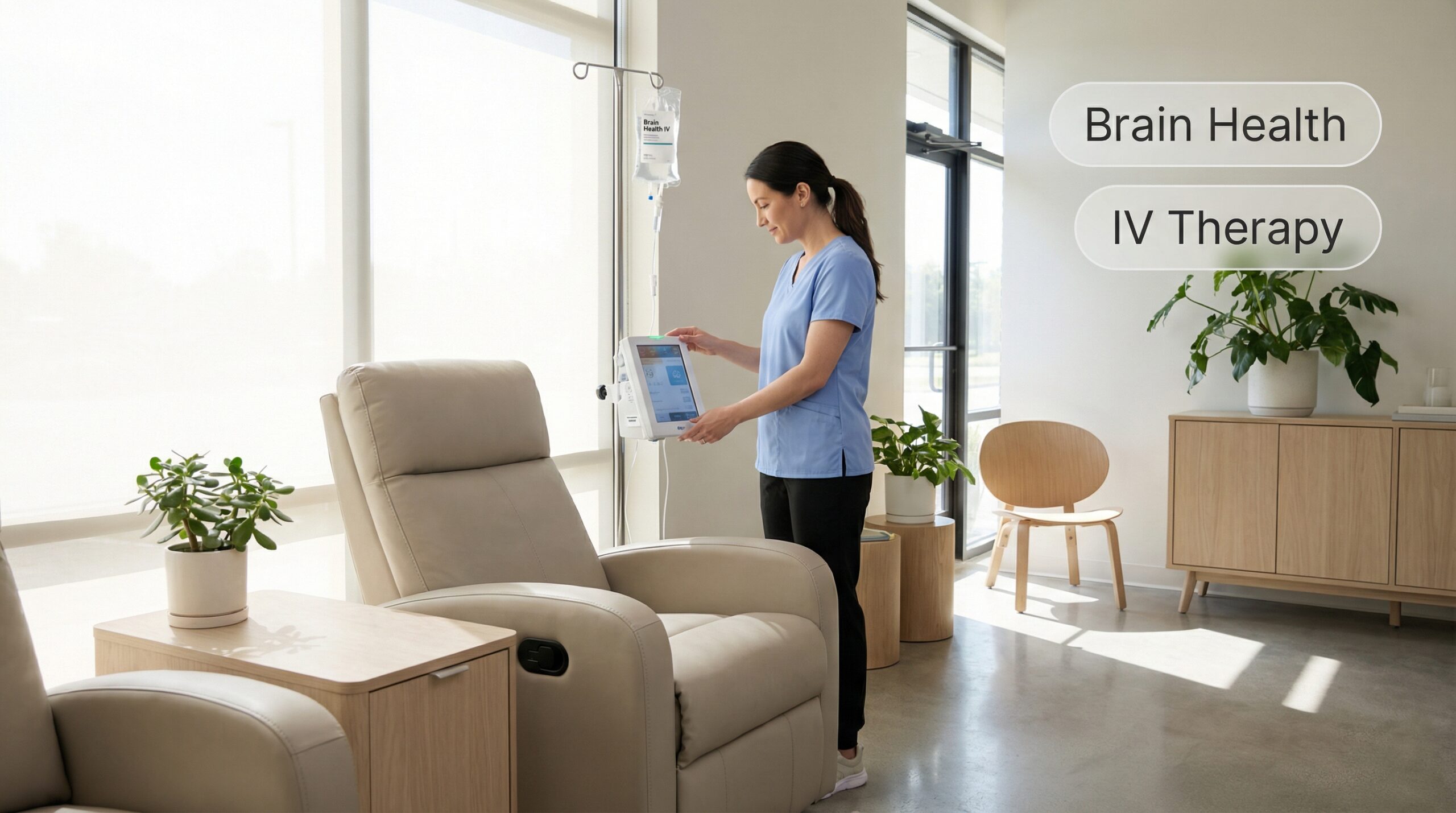 modern-brain-health-iv-therapy-lounge-with-iv-bag-and-clinician