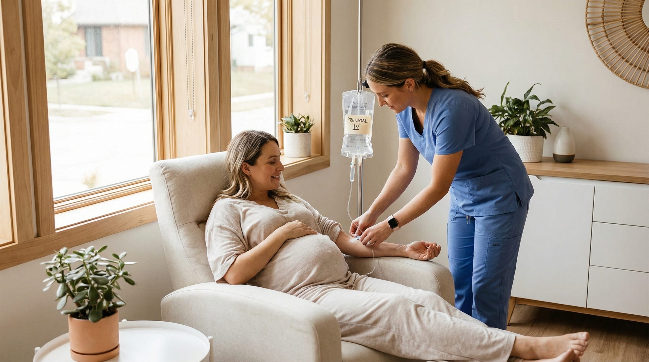 pregnant-woman-receiving-prenatal-iv-therapy-in-modern-wellness-clinic